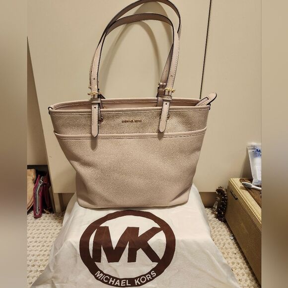 Michael Kors "Winston" Soft Pink Leather Zip Top Pocket Tote Bag Ret.$228 - Picture 1 of 15